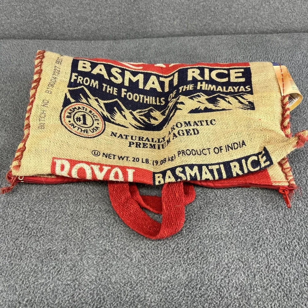 Royal Basmati Burlap Rice Bag‎ with Zipper Red Handles 18